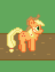 Size: 384x504 | Tagged: safe, artist:nitobit, derpibooru exclusive, applejack, earth pony, pony, g4, animated, blinking, female, freckles, gif, hat, mare, pixel art, solo, walk cycle, walking