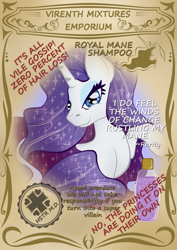 Size: 1050x1485 | Tagged: safe, artist:virenth, rarity, pony, comic:virenth mixtures emporium, g4, alternate hairstyle, female, looking at you, potion, simple background, solo