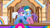 Size: 2560x1440 | Tagged: safe, screencap, petunia petals, sunny skies, earth pony, pony, unicorn, g4, my little pony: rainbow roadtrip, bowtie, duo, female, hat, headband, male, mare, stallion, top hat