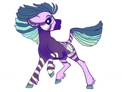 Size: 1024x768 | Tagged: safe, artist:loryska, oc, oc only, hybrid, pony, zony, magical lesbian spawn, offspring, parent:starlight glimmer, parent:zecora, simple background, solo, white background