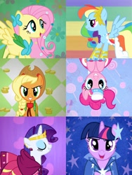 Size: 2160x2880 | Tagged: safe, edit, edited screencap, editor:katy木土, screencap, applejack, fluttershy, pinkie pie, rainbow dash, rarity, twilight sparkle, earth pony, pegasus, pony, unicorn, g4, the best night ever, applejack's first gala dress, at the gala, bits, candy, candy cane, clothes, coin, cute, dashabetes, diapinkes, dress, female, flower, fluttershy's first gala dress, food, gala dress, gumdrops, heart, high res, jackabetes, lollipop, mane six, mare, pinkie pie's first gala dress, rainbow, rainbow dash's first gala dress, raribetes, rarity's first gala dress, shyabetes, singing, sparkles, stars, to find, to meet, to prove, to sell, to talk, to whoop, twiabetes, twilight sparkle's first gala dress, unicorn twilight