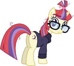 Size: 3376x3000 | Tagged: safe, artist:ambassad0r, artist:cloudy glow, moondancer, pony, unicorn, amending fences, g4, .ai available, butt, clothes, female, glasses, high res, mare, plot, simple background, solo, sweater, transparent background, vector
