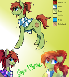 Size: 1000x1121 | Tagged: artist needed, safe, oc, oc:cherry love, earth pony, pony, clothes, earth pony oc, reference sheet, scarf