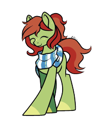 Size: 768x960 | Tagged: artist needed, safe, oc, oc only, oc:cherry love, earth pony, pony, clothes, cute, eyes closed, scarf, simple background, smiling, solo, transparent background