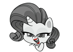 Size: 426x306 | Tagged: safe, screencap, rarity, pony, unicorn, g4.5, my little pony: pony life, princess probz, animated, black and white, cute, female, grayscale, heart, lips, lipstick, monochrome, playing with hair, pretty, rarity being rarity, red lipstick, simple background, smooch, transparent background