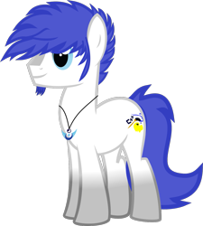 Size: 1237x1377 | Tagged: safe, artist:isaac_pony, oc, oc only, oc:isaac pony, earth pony, pony, blue eyes, blue mane, blue tail, cutie mark, gray, male, simple background, smiling, solo, stallion, transparent background