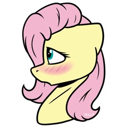 Size: 2000x2000 | Tagged: safe, artist:jellysketch, fluttershy, pony, g4, blushing, bust, female, floppy ears, high res, looking away, looking up, mare, open mouth, portrait, profile, simple background, solo, white background