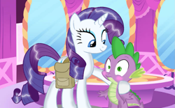 Size: 1161x720 | Tagged: safe, rarity, spike, pony, g4, female, male, ship:sparity, shipping, straight