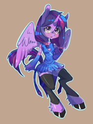 Size: 1200x1600 | Tagged: safe, artist:tomat-in-cup, twilight sparkle, alicorn, anthro, unguligrade anthro, g4, 2014, brown background, clothes, colored hooves, evening gloves, female, gloves, long gloves, simple background, skirt, solo, twilight sparkle (alicorn), unshorn fetlocks