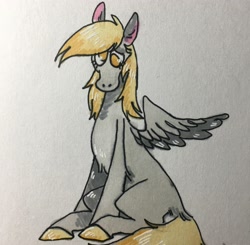 Size: 3024x2969 | Tagged: safe, artist:casketprince, derpy hooves, pegasus, pony, g4, cute, derpabetes, female, high res, solo, traditional art