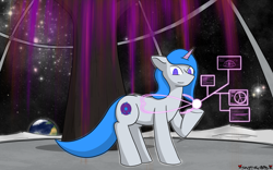 Size: 1920x1200 | Tagged: safe, artist:skydreams, oc, oc only, oc:bootstrap, pony, bioluminescent, commission, dome, genderless, moon, planet, science fiction, space, stars, tree, weeping willow