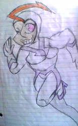 Size: 1100x1777 | Tagged: safe, artist:midday sun, idw, fili-second, human, g4, bodysuit, clothes, humanized, lined paper, power ponies, running, superhero, traditional art