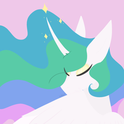 Size: 2048x2048 | Tagged: safe, artist:lunathemoongod, princess celestia, alicorn, pony, g4, bust, female, high res, portrait, shiny, simple background, solo, without lineart