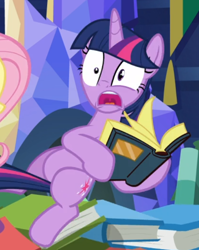 Size: 544x682 | Tagged: safe, screencap, twilight sparkle, alicorn, pony, a health of information, g4, book, cropped, female, mawshot, open mouth, shrunken pupils, solo, startled, twilight sparkle (alicorn), uvula
