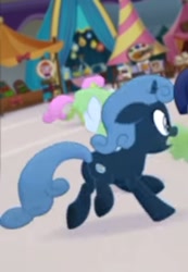 Size: 354x513 | Tagged: safe, screencap, pony, unicorn, g4, my little pony: the movie, background pony, booth, canterlot, cropped, female, mare, offscreen character, running, scared, unnamed character, unnamed pony