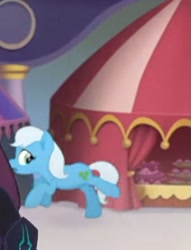 Size: 300x393 | Tagged: safe, screencap, earth pony, pony, g4, my little pony: the movie, background pony, booth, canterlot, cropped, female, mare, offscreen character, running, scared, unnamed character, unnamed pony