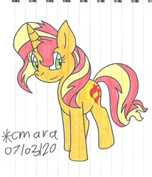 Size: 893x1043 | Tagged: safe, artist:cmara, sunset shimmer, pony, unicorn, g4, cute, female, mare, shimmerbetes, solo, traditional art