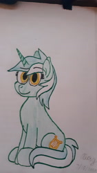 Size: 4128x2322 | Tagged: safe, artist:lightningdash3804, lyra heartstrings, pony, unicorn, g4, female, looking at you, no catchlights, solo, traditional art