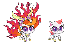 Size: 6667x4000 | Tagged: safe, artist:magnusmagnum, nightmare star, princess celestia, alicorn, pony, g4, g4.5, my little pony: pony life, .ai available, .svg available, absurd resolution, base, ear piercing, earring, eyelashes, eyeshadow, female, fire, g4 to g4.5, jewelry, looking at you, makeup, mane of fire, mare, peytral, piercing, pony life accurate, raised hoof, regalia, resource, show accurate, simple background, slit pupils, smiling, smug, solo, spread wings, transparent background, vector, wings