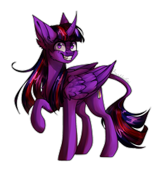 Size: 1035x1161 | Tagged: safe, artist:paintpalet35, twilight sparkle, alicorn, pony, elements of insanity, g4, brutalight sparcake, corrupted, curved horn, female, horn, leonine tail, mare, simple background, solo, transparent background, twilight sparkle (alicorn)