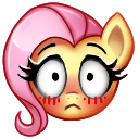 Size: 128x128 | Tagged: safe, artist:confetticakez, fluttershy, pony, g4, blushing, cute, discord emote, emoji, emotes, female, head only, lowres, shyabetes, simple background, solo, surprised, transparent background