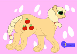 Size: 5000x3500 | Tagged: safe, artist:midnight_mare, applejack, g4, alternate hairstyle, braid, braided tail, frog (hoof), hairband, heart, heart eyes, meta, simple background, soft color, sparkles, sparkly eyes, underhoof, wingding eyes