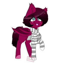 Size: 900x900 | Tagged: safe, artist:diantrex, oc, oc only, bat pony, pony, clothes, happy, scarf, solo, sweater, tongue out