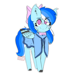 Size: 1000x1000 | Tagged: safe, artist:diantrex, oc, oc only, pegasus, pony, adoptable, bow, clothes, female, happy, hood, skirt, solo