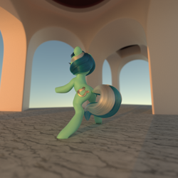 Size: 2160x2160 | Tagged: safe, artist:santiblocks, lyra heartstrings, pony, g4, 3d, bipedal, female, high res, solo