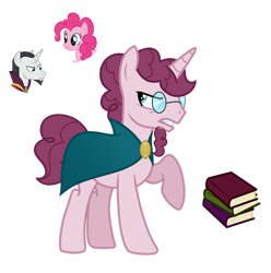 Size: 1280x1288 | Tagged: safe, artist:tenderrain-art, chancellor neighsay, pinkie pie, oc, oc only, pony, unicorn, g4, crack ship offspring, crack shipping, glasses, male, offspring, parent:chancellor neighsay, parent:pinkie pie, shipping, simple background, solo, stallion, transparent background
