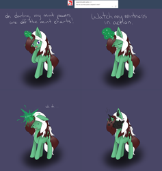 Size: 2002x2110 | Tagged: safe, artist:kaggy009, oc, oc only, oc:peppermint pattie (unicorn), pony, unicorn, ask peppermint pattie, female, high res, magic, mare, solo