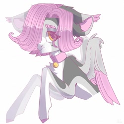 Size: 1080x1080 | Tagged: safe, artist:fotiles_art, oc, oc only, pegasus, pony, bust, collar, colored hooves, hair over one eye, pegasus oc, solo, two toned wings, wings