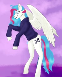 Size: 768x960 | Tagged: safe, artist:starly_but, oc, oc only, pony, abstract background, clothes, rearing, smiling, solo