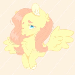 Size: 1080x1080 | Tagged: safe, artist:halomalwina, fluttershy, pegasus, pony, g4, :p, bust, chest fluff, ear fluff, female, one eye closed, solo, tongue out, unshorn fetlocks, wink