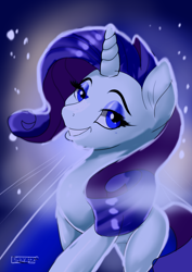 Size: 1280x1810 | Tagged: safe, artist:skyart301, rarity, pony, unicorn, g4, female, lidded eyes, looking at you, mare, smiling, solo