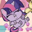 Size: 113x113 | Tagged: safe, editor:luckyjay7, screencap, twilight sparkle, alicorn, pony, badge of shame, g4.5, my little pony: pony life, animated, chubby cheeks, cupcake, eating, eyes closed, fat, female, fetish fuel, food, gif, mare, obese, picture for breezies, twilard sparkle, twilight sparkle (alicorn)