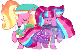 Size: 1431x951 | Tagged: safe, artist:徐詩珮, luster dawn, oc, oc:bubble sparkle, alicorn, pony, bubbleverse, series:sprglitemplight diary, series:sprglitemplight life jacket days, series:springshadowdrops diary, series:springshadowdrops life jacket days, g4, alicornified, alternate universe, base used, bubbledawn, canon x oc, clothes, everest (paw patrol), female, lesbian, lustercorn, magical lesbian spawn, magical threesome spawn, multiple parents, next generation, offspring, older, older luster dawn, parent:glitter drops, parent:spring rain, parent:tempest shadow, parent:twilight sparkle, parents:glittershadow, parents:sprglitemplight, parents:springdrops, parents:springshadow, parents:springshadowdrops, paw patrol, shipping, simple background, transparent background