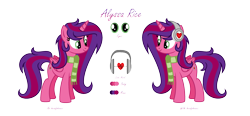 Size: 2777x1292 | Tagged: safe, artist:darbypop1, oc, oc only, oc:alyssa rice, alicorn, pony, clothes, female, headphones, mare, scarf, simple background, solo, transparent background
