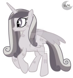 Size: 900x958 | Tagged: safe, artist:savannah-london, princess cadance, alicorn, pony, g4, alternate universe, bags under eyes, base used, bruised, deviantart watermark, discorded, drained, exhausted, female, flying, logo, mare, missing accessory, obtrusive watermark, simple background, solo, watermark, white background