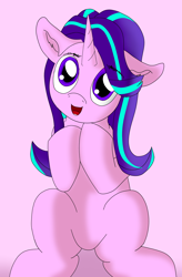 Size: 1300x1976 | Tagged: safe, artist:firefoxd, starlight glimmer, pony, unicorn, g4, cute, ear fluff, female, floppy ears, glimmerbetes, mare, open mouth, sitting, smiling, solo