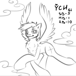 Size: 498x501 | Tagged: safe, artist:dark_nidus, pegasus, pony, advertisement, cloud, commission, your character here