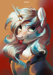 Size: 2400x3400 | Tagged: safe, artist:orfartina, oc, oc only, pony, unicorn, :p, clothes, high res, horn, horn ring, ring, solo, tongue out