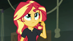 Size: 1920x1080 | Tagged: safe, screencap, sunset shimmer, all the world's off stage, equestria girls, g4, my little pony equestria girls: better together, cropped, director shimmer, female, solo