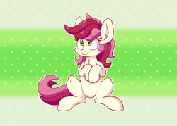 Size: 2100x1500 | Tagged: safe, artist:heir-of-rick, roseluck, earth pony, pony, g4, chest fluff, cute, ear fluff, female, leg fluff, mare, rosabetes, sitting, solo