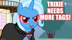 Size: 739x415 | Tagged: safe, edit, edited screencap, screencap, trixie, pony, unicorn, g4, magic duel, alicorn amulet, solo