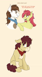 Size: 1965x3581 | Tagged: safe, artist:pastel-charms, apple bloom, pipsqueak, oc, oc:hopper, g4, offspring, older, parent:apple bloom, parent:pipsqueak, parents:pipbloom, ship:pipbloom, shipping