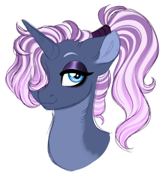 Size: 1024x1080 | Tagged: safe, artist:azure-art-wave, oc, oc only, pony, unicorn, bust, eyeshadow, female, magical lesbian spawn, makeup, mare, offspring, parent:tempest shadow, parent:trixie, portrait, simple background, solo, transparent background