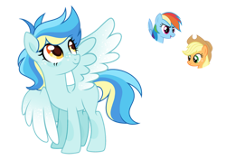 Size: 1024x723 | Tagged: safe, artist:sapphiretwinkle, applejack, rainbow dash, oc, pegasus, pony, g4, base used, female, magical lesbian spawn, mare, offspring, parent:applejack, parent:rainbow dash, parents:appledash, simple background, transparent background, two toned wings, wings