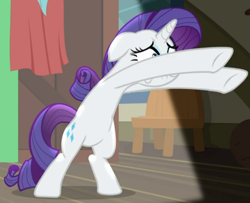 Size: 683x554 | Tagged: safe, screencap, rarity, pony, dragon dropped, g4, bipedal, cropped, female, solo, throwing