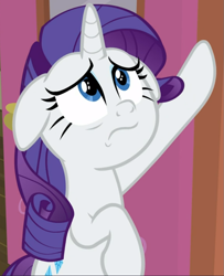 Size: 751x926 | Tagged: safe, screencap, rarity, pony, unicorn, dragon dropped, g4, cropped, faic, female, floppy ears, frown, heartbreak, looking up, sad, sad face, solo